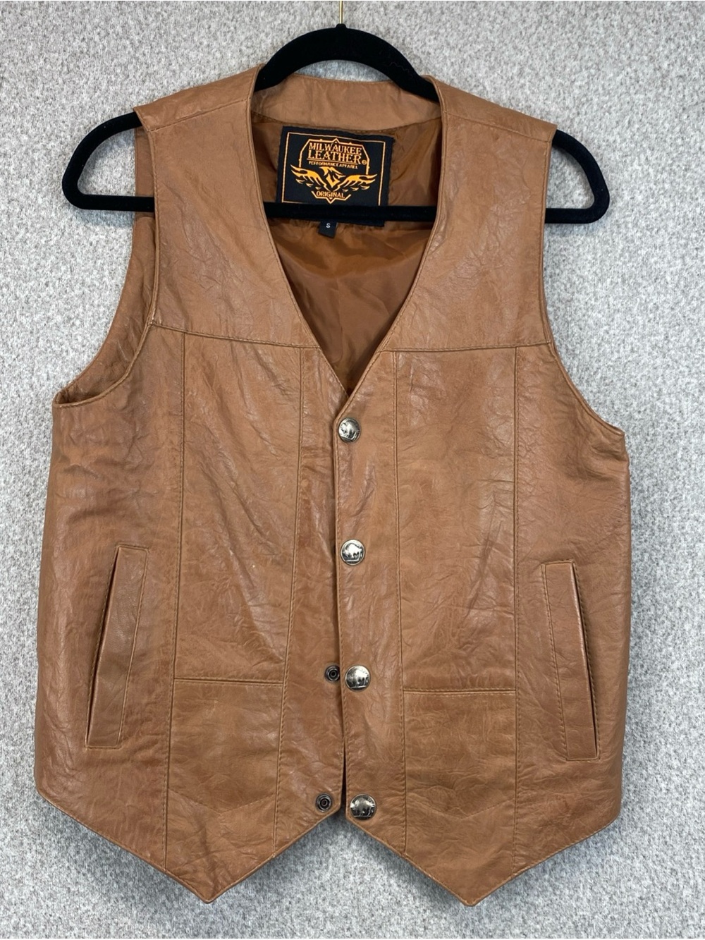 Milwaukee leather motorcycle vest Mens Size S Soft Supple Extra Pockets - FLAW